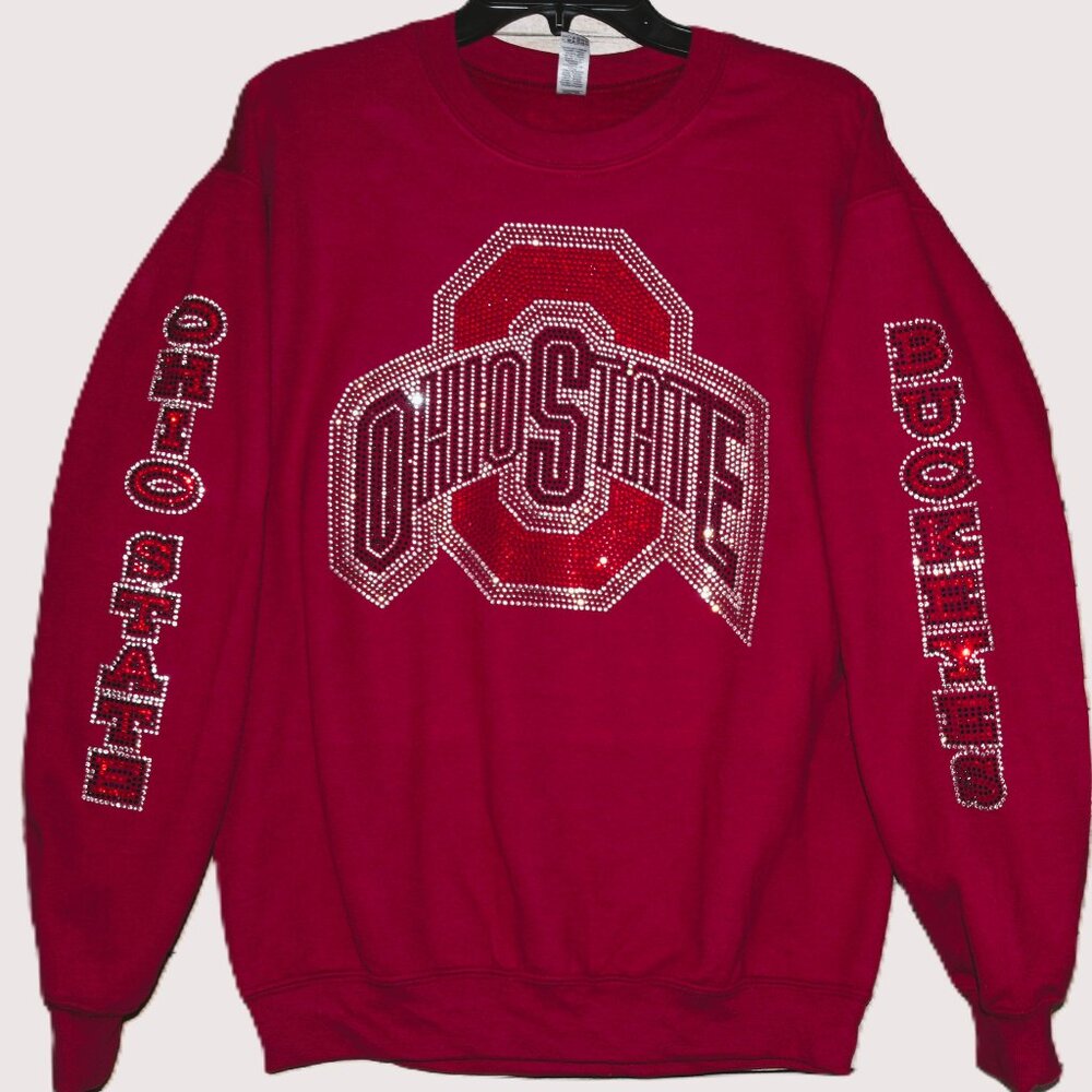 Ohio State rhinestone sweatshirt designs on sleeves S M L XL …
